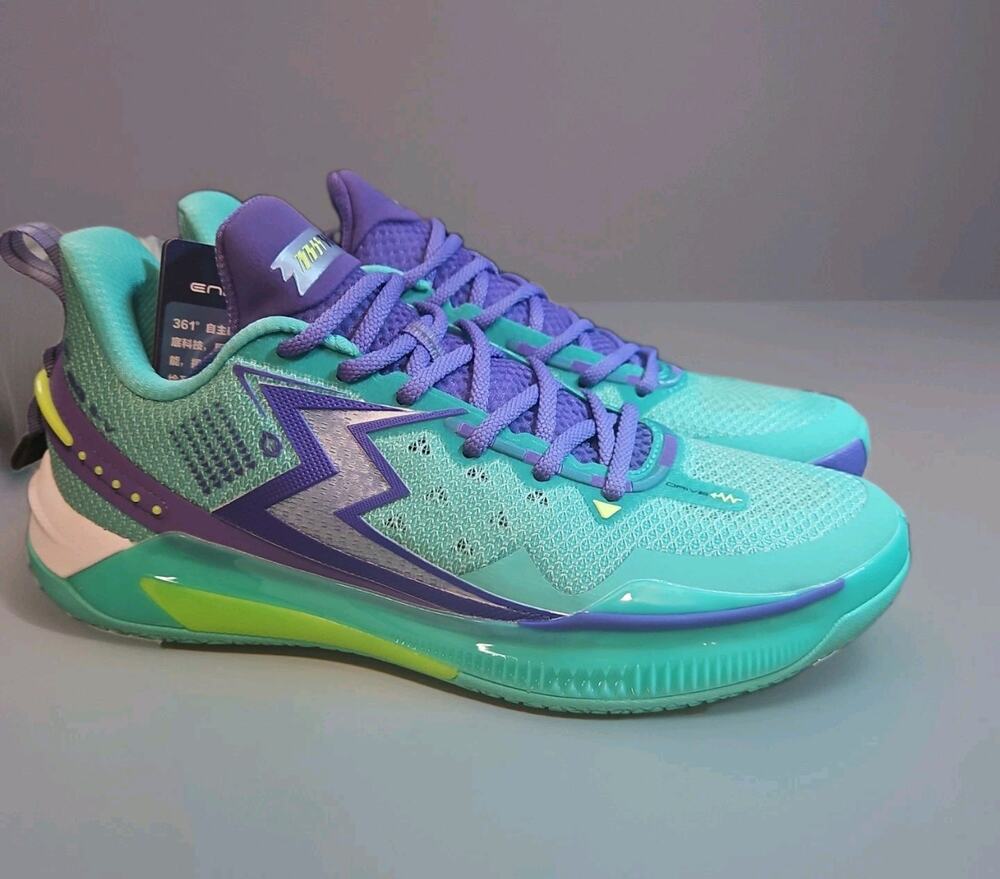 Size 10 men 361 Degrees BIG3 V Light Up Green Dark Purple Basketball  C2421-9111